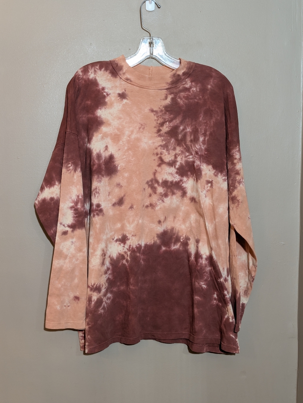 Free People We The Free Small Tie Dye Long Sleeve T Shirt Cotton Rust Combo